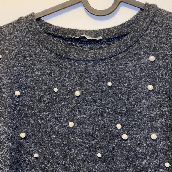 Zara charcoal grey pearl knit  sweater M - Picture 10 of 10
